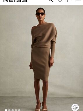 Reiss One-Shoulder Ribbed Knit Dress